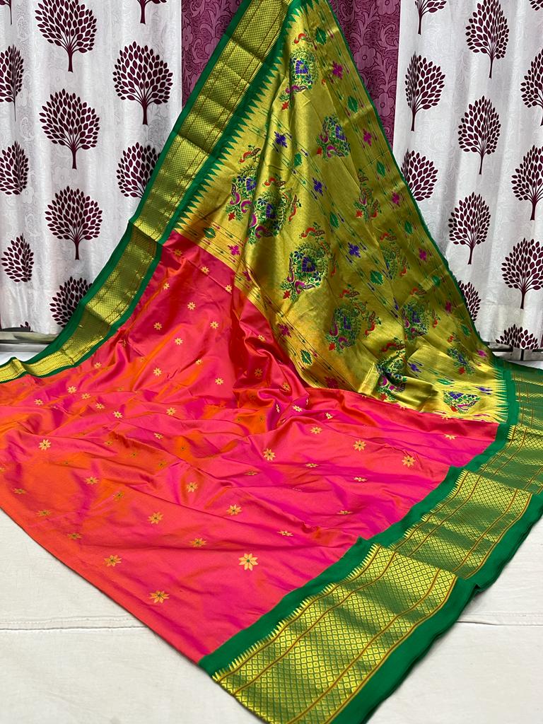 Women's Two Tone Heavy Georgette Foil Printed Saree with Attached Weaving  Border | eBay